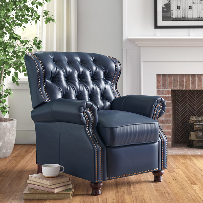 Tayla 34.5" Wide Genuine Leather Manual Wing Chair Recliner & Reviews